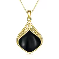 wholesale 925 Sterling Silver Moonstone Lapis Larimar Moss Agate Teardrop Filigree Pendant-Black Teardrop Necklace
