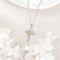 wholesale 925 Sterling Silver & Hypoallergenic Sunflower Cross Pendant Necklace - 17x32mm - Gift for Women Friends Wife Mother - Birthday Christmas Anniversary-0-2