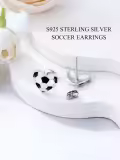 TOUPOP Sterling Silver Soccer Heart Stud Earrings Sport Jewelry Gifts-0-2