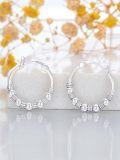 wholesale 925 Sterling Silver Bali Style Beaded Round Huggies Earings for Women Gift Ideas-0-4