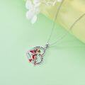 wholesale 925 Sterling Silver Heart-Shaped Cardinal Pendant Necklace for Women's Gifts-0-2