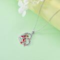 wholesale 925 Sterling Silver Heart-Shaped Cardinal Pendant Necklace for Women's Gifts-0-2