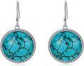 wholesale 925 Sterling Silver & Natural Turquoise Boho Geometric Dangle Earrings for Women-0-0