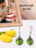 TOUPOP Sterling Silver Natural Gemstone Vintage Irish Celtic Teardrop Dangle Earrings-0-3