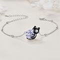 wholesale 14K Gold Pink Crystal Black Cat Pendant Necklace for Women Cats Lover-0-288