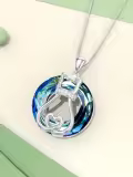 TOUPOP Sterling Silver Crystal Cat Two Cats Pendant Necklace Gift-0-4