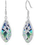 wholesale 925 Sterling Silver Abalone Shell Teardrop Butterfly Filigree Drop Earrings-0-0