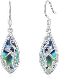 wholesale 925 Sterling Silver Abalone Shell Teardrop Butterfly Filigree Drop Earrings-Dragonfly Earrings