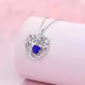 TOUPOP Sterling Silver Sapphire Tree Of Life Pendant Necklace-0-4