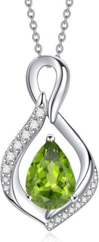 wholesale 925 Sterling Silver Infinity Teardrop Birthstone Necklace for Women Forever Love Jewelry Gift-08 Aug