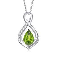 wholesale 925 Sterling Silver Orange Topaz Drop Pendant With Zirconia-08 Aug