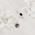 wholesale 925 Sterling Silver Black Onyx Red Rose Floral Leverback Earrings for Women-0-4