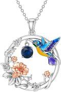 wholesale 925 Sterling Silver Synthetic Birthstone Hummingbird Necklace for Women-0-0