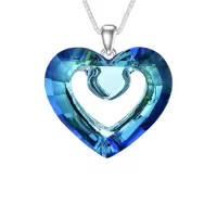 TOUPOP Sterling Silver Crystal Love Heart Necklace Women's Jewelry Gift-undefined