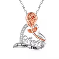 TOUPOP Sterling Silver Heart Pendant Necklace Mother Gifts-undefined