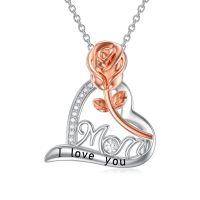 TOUPOP Sterling Silver Heart Pendant Necklace Mother Gifts-undefined