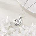 wholesale 925 Sterling Silver Round Rotatable Compass Pendant Necklace with Mother of Pearl and Cubic Zirconia for Women's Gift-0-3