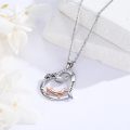wholesale 925 Sterling Silver Dachshund Dog Paw Print Forever Love Heart Pendant Necklace for Women-0-1