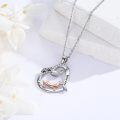 wholesale 925 Sterling Silver Dachshund Dog Paw Print Forever Love Heart Pendant Necklace for Women-0-1