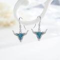 wholesale 925 Sterling Silver Turquoise Bull Head Western Drop Earrings for Women-0-1