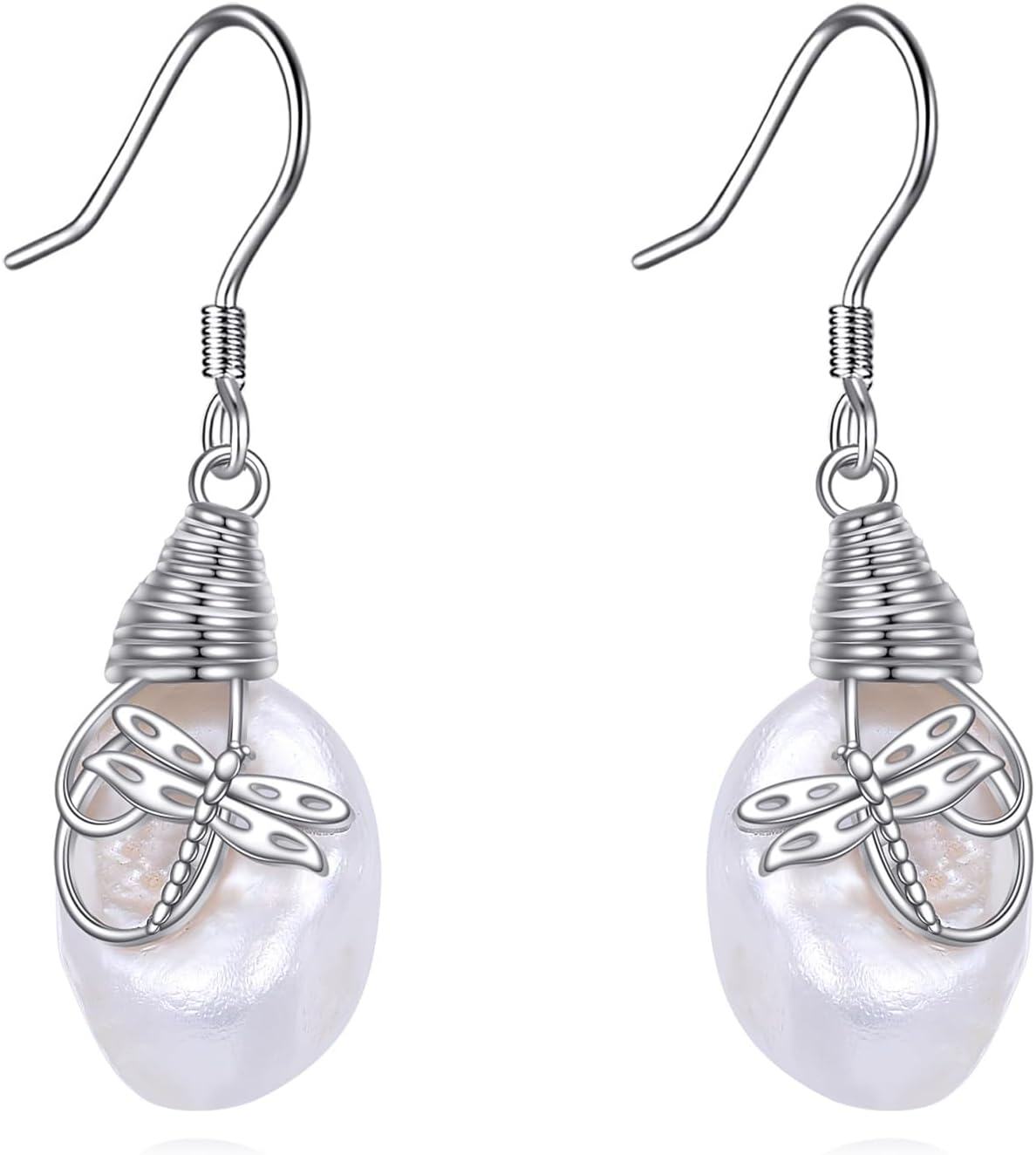 Sterling Silver Pearl Dangle Drop Earrings for Women Birthday Gifts-0-0