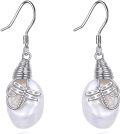 wholesale 925 Sterling Silver Dragonfly Keshi Pearl Teardrop Dangle Earrings for Women's  Ideas-0-0
