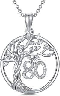 wholesale TOUPOP 80th Birthday Gifts For Her S925 Sterling Silver 80 Year Old Necklaces For Women Family Tree Of Life 80th Jewelry Anniversary Christmas Gifts For Mom Grandma Wife -undefined