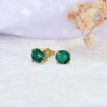 wholesale 14K Gold Round Cut Green Emerald Flower Stud Earrings with Pushbacks for Women - Elegant Set-0-4
