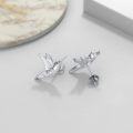 wholesale 925 Sterling Silver Hummingbird Stud Earrings with Cubic Zirconias and Platinum Plating (D VVS)-0-4