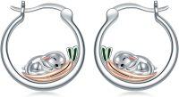 wholesale 925 Sterling Silver Koala Bear Sleeping in Nest Hoop Earrings - Adorable Gift for Her-Rabbit