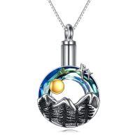 wholesale 925 Sterling Silver Mountain Moon Pendant Necklace-4- Mountain-Crystal
