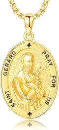 wholesale Gold 925 Sterling Silver Catholic Patron Saint Gerard Medal Necklace Pendant Amulet -0-0
