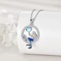 wholesale 925 Sterling Silver Mermaid with Crescent Moon and Stars Pendant Necklaces Ocean s for Women Girls-0-2