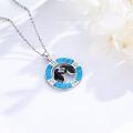 wholesale 925 Sterling Silver Penguin Heart Blue Opal Snowflake Pendant Necklace  for Women-0-1