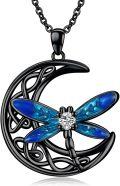 wholesale 925 Sterling Silver Blue Moonstone Celtic Dragonfly Pendant Necklace-0-0