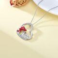 wholesale 925 Sterling Silver Heart-Shaped Red Polka Dot Mushroom and Snail Pendant Necklace for Women-0-5