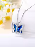TOUPOP Sterling Silver Birthstone Butterfly Pendant Necklace-0-2