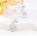 wholesale 925 Sterling Silver Daisy Flower Teardrop Stud Earrings - Elegant Floral  for Her-0-3