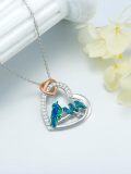 wholesale 925 Sterling Silver Heart-Shaped Pendant Necklace with Birds and Cub Design - Mother's Day Gift-0-2