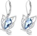 wholesale 925 Sterling Silver Blue Crystal Cat Ear Drop Earrings for Women-0-0