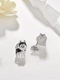 wholesale 925 Sterling Silver Husky Dog Stud Earrings for Women - Pet Lover Gift Ideas-0-3