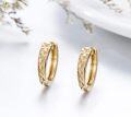 wholesale 14K Gold Faceted Hoop Earrings - 3D Diamond Cut Design-0-2