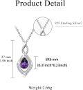 wholesale 925 Sterling Silver Purple Amethyst Teardrop Pendant Necklace with Cubic Zirconia Accents-0-2