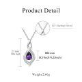 wholesale 925 Sterling Silver Purple Amethyst Teardrop Pendant Necklace with Cubic Zirconia Accents-0-2