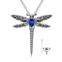 wholesale 925 Sterling Silver Dragonfly Pendant Necklace Wholesale With Crystal-Crystal-Simulated Sapphire