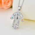 wholesale 925 Sterling Silver Metal Hand Pendant Necklace with Gemstones and Elephant Design-0-2