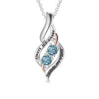 wholesale 925 Sterling Silver Twisted Pendant With Purple Stones-03-Mar-Sky blue-Always My Sister Forever My Friend-3-03-Mar-Sky blue-Always My Sister Forever My Friend-3