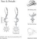 wholesale 925 Sterling Silver Snowflake Moon Star Leverback Earrings for Sensitive Skin-0-5