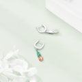wholesale 925 Sterling Silver Green Leaf Pink Petal Drop Earring Set Floral s for Her-0-3