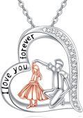 wholesale 925 Sterling Silver Heart-Shaped Dancing Couple Pendant Necklace with Crystals - Perfect Sister Gift for Birthdays & Mothers' Days-0-0